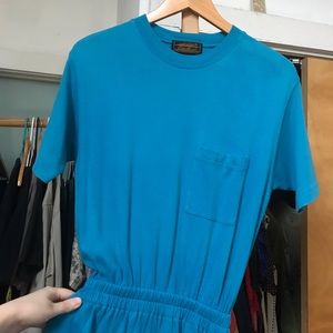 Vintage Eddie Bauer Blue Cotton Maxi Dress XS Petite